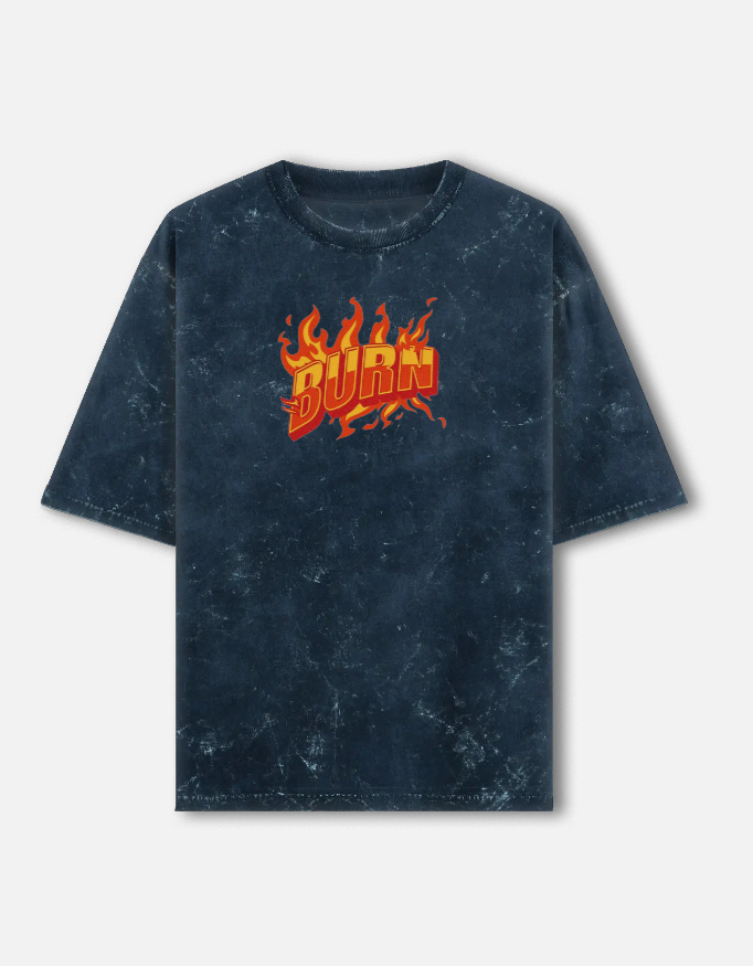 "Burn" Unisex Acid Washed Oversized Tee